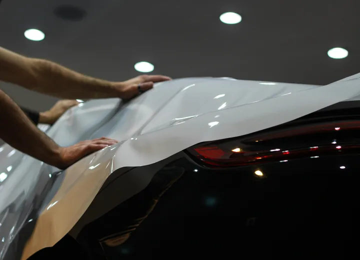 Satin Tesla wrap detail